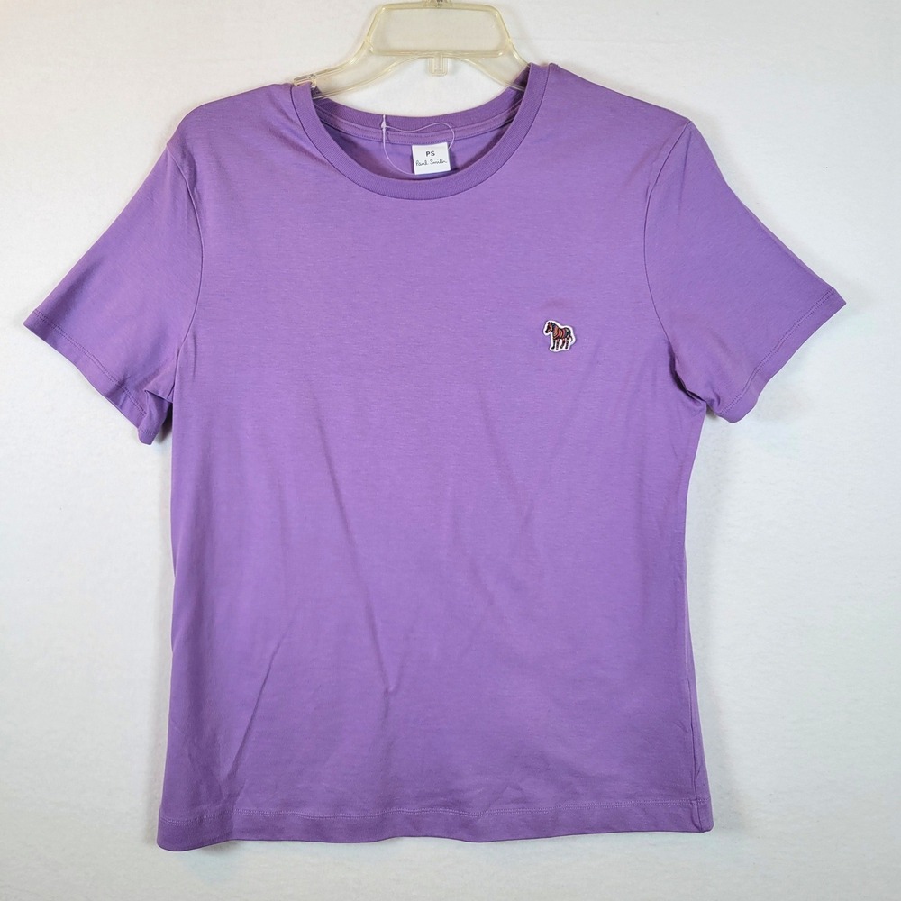 Paul Smith Womens Organic Cotton Logo T-Shirt Tee Top Size Large Purple Fun